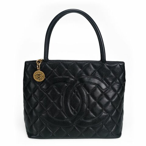 ST04 Chanel 復刻黑荔枝皮1804金幣希爾頓手提包