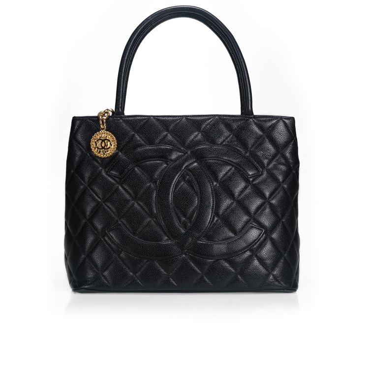 ST04 Chanel 復刻黑荔枝皮1804金幣希爾頓手提包-6
