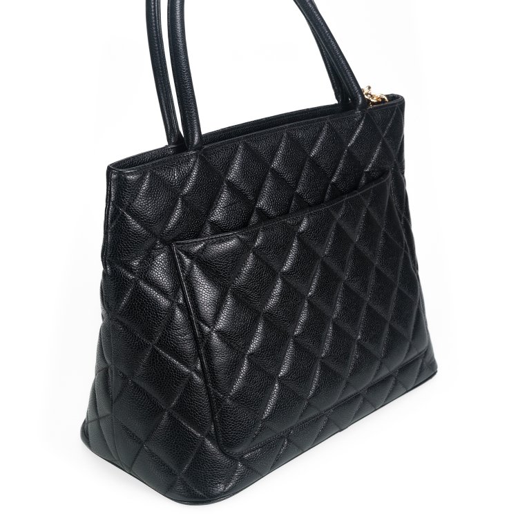 ST04 Chanel 復刻黑荔枝皮1804金幣希爾頓手提包-9