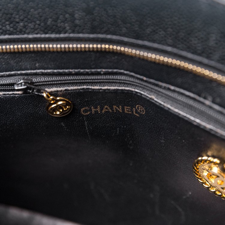 ST04 Chanel 復刻黑荔枝皮1804金幣希爾頓手提包-16