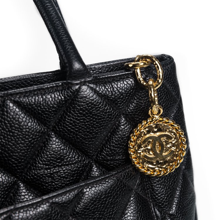 ST04 Chanel 復刻黑荔枝皮1804金幣希爾頓手提包-21