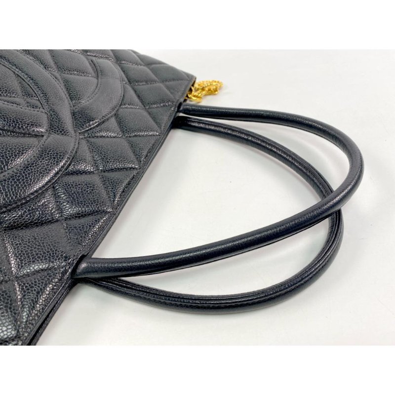 ST04 Chanel 復刻黑荔枝皮1804金幣希爾頓手提包-23