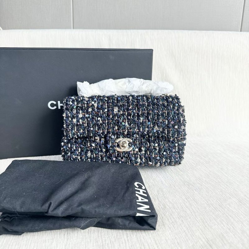 Chanel 粗花呢亮片cf大mini 鏈條包芯片款 金扣 20*12*7 99新配件盒子 塵袋-2