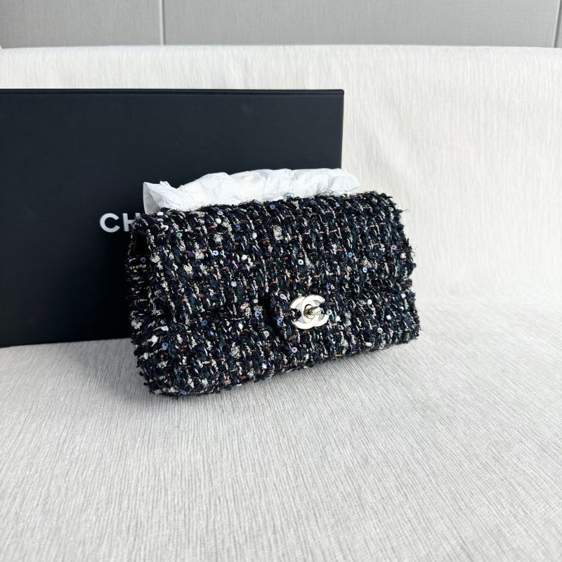 Chanel 粗花呢亮片cf大mini 鏈條包芯片款 金扣 20*12*7 99新配件盒子 塵袋-3