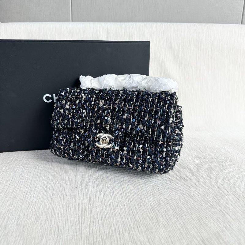 Chanel 粗花呢亮片cf大mini 鏈條包芯片款 金扣 20*12*7 99新配件盒子 塵袋-4