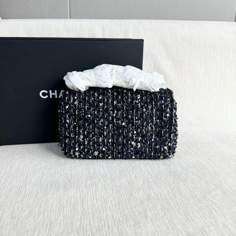 Chanel 粗花呢亮片cf大mini 鏈條包芯片款 金扣 20*12*7 99新配件盒子 塵袋-5