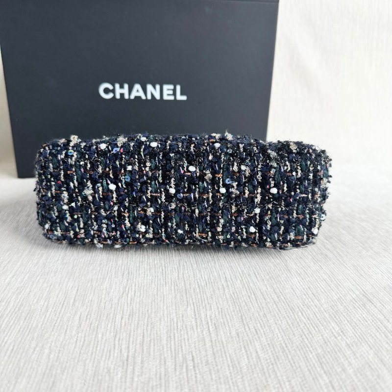 Chanel 粗花呢亮片cf大mini 鏈條包芯片款 金扣 20*12*7 99新配件盒子 塵袋-7