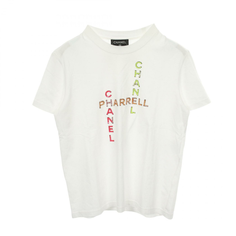 香奈兒 Pharrell Williams Logo T卹 #XS P61052K46833 純棉 白色 二手 CC-0