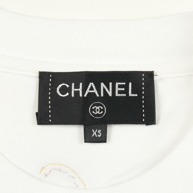 香奈兒 Pharrell Williams Logo T卹 #XS P61052K46833 純棉 白色 二手 CC-2