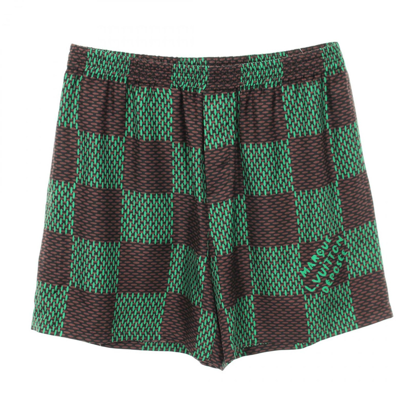 路易威登 Damier 短褲 #50 RM241 FYQ HQP74W 絲質 綠色棕色 二手 男款-0