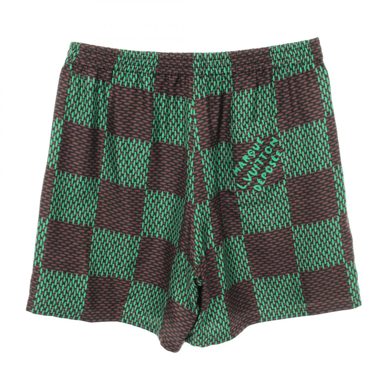 路易威登 Damier 短褲 #50 RM241 FYQ HQP74W 絲質 綠色棕色 二手 男款-1