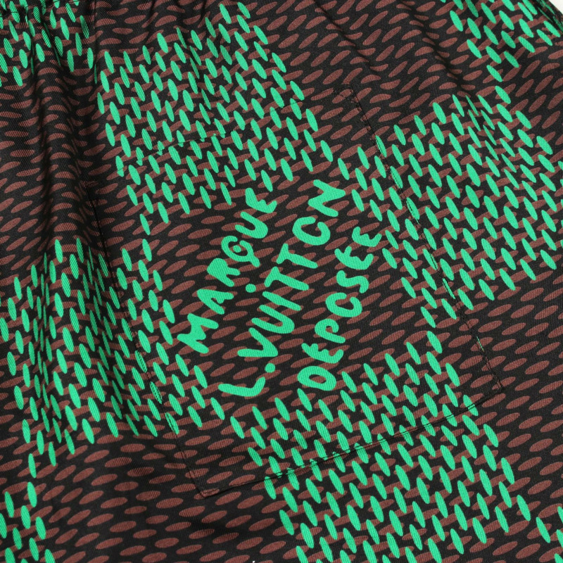 路易威登 Damier 短褲 #50 RM241 FYQ HQP74W 絲質 綠色棕色 二手 男款-5