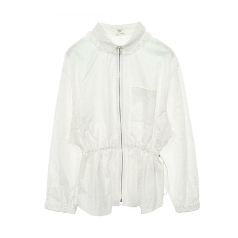 愛馬仕 (HERMES) 拉鍊荷葉邊襯衫/女式襯衫 #42 4H0638DV 純棉 白色 二手 女款