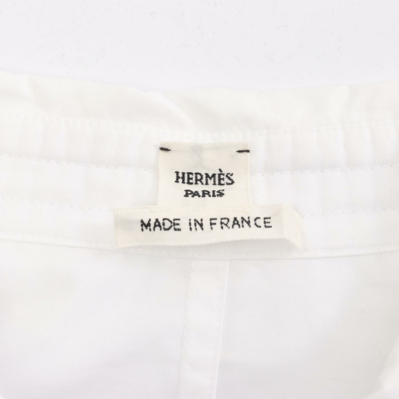 愛馬仕 (HERMES) 拉鍊荷葉邊襯衫/女式襯衫 #42 4H0638DV 純棉 白色 二手 女款-2