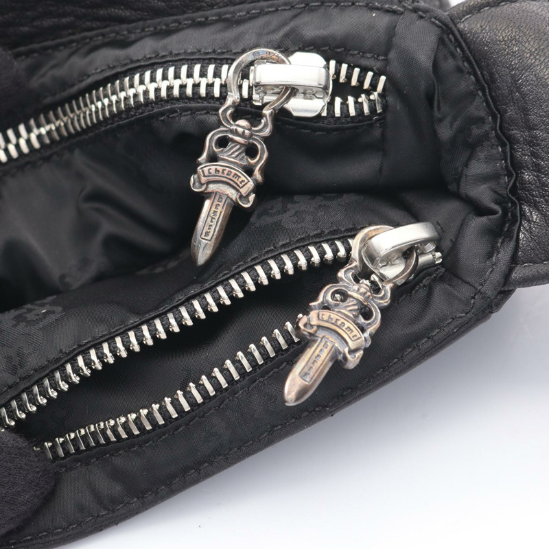 Chrome Hearts Hot Pot 男士黑色真皮單肩斜背包(二手)-5