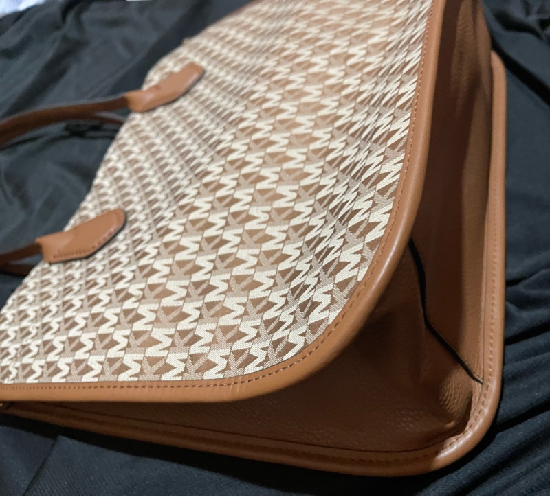 MICHAEL KORS Tote金釦滿版老花棕大托特包MK(39x15x31)-12