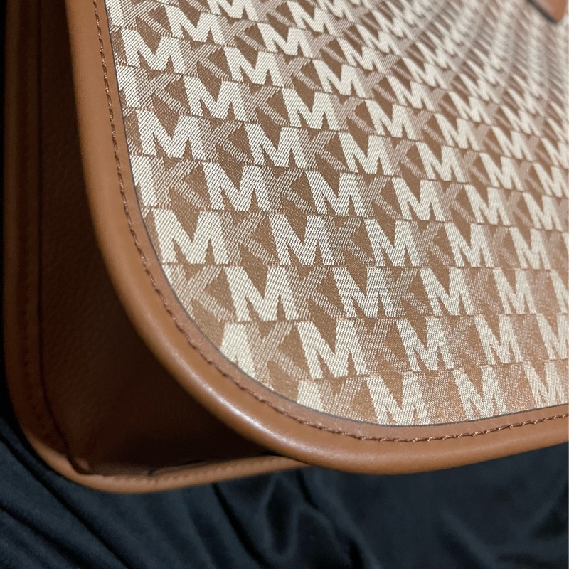 MICHAEL KORS Tote金釦滿版老花棕大托特包MK(39x15x31)-14