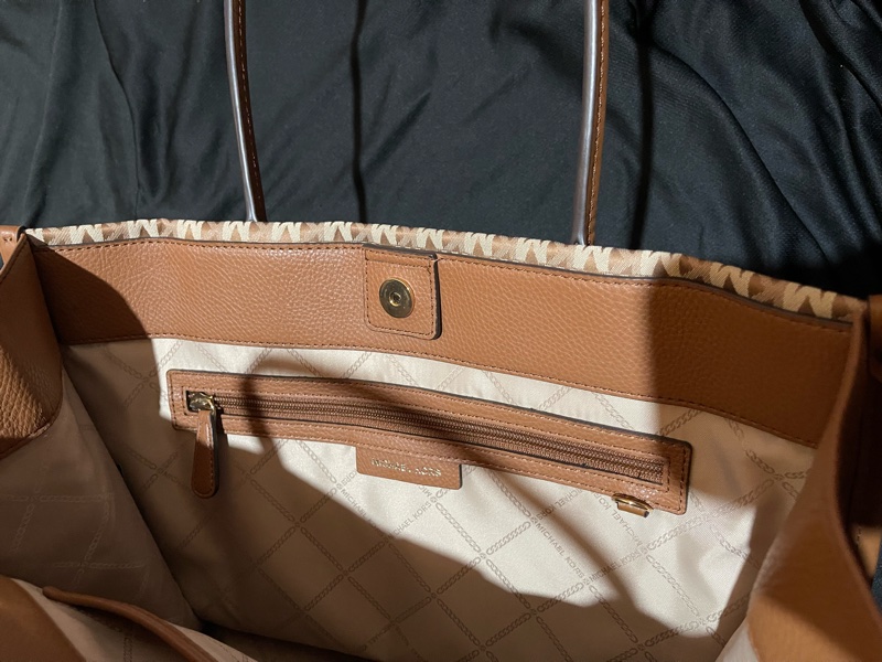 MICHAEL KORS Tote金釦滿版老花棕大托特包MK(39x15x31)-16