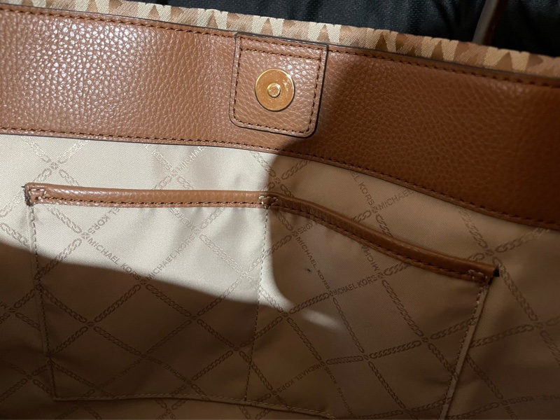 MICHAEL KORS Tote金釦滿版老花棕大托特包MK(39x15x31)-20