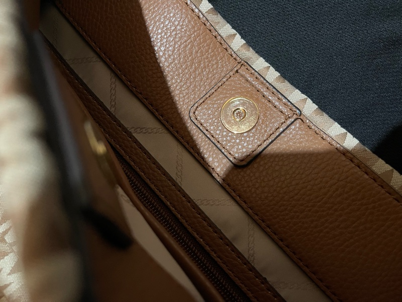 MICHAEL KORS Tote金釦滿版老花棕大托特包MK(39x15x31)-21