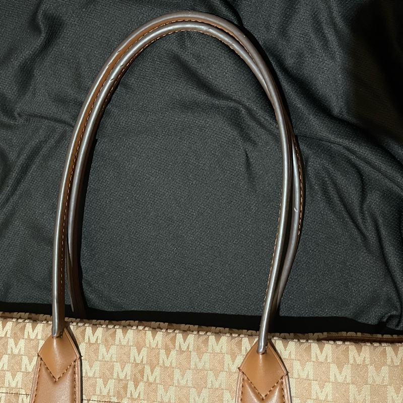 MICHAEL KORS Tote金釦滿版老花棕大托特包MK(39x15x31)-32