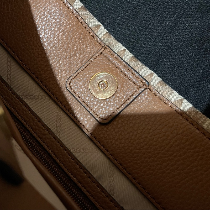 MICHAEL KORS Tote金釦滿版老花棕大托特包MK(39x15x31)-34