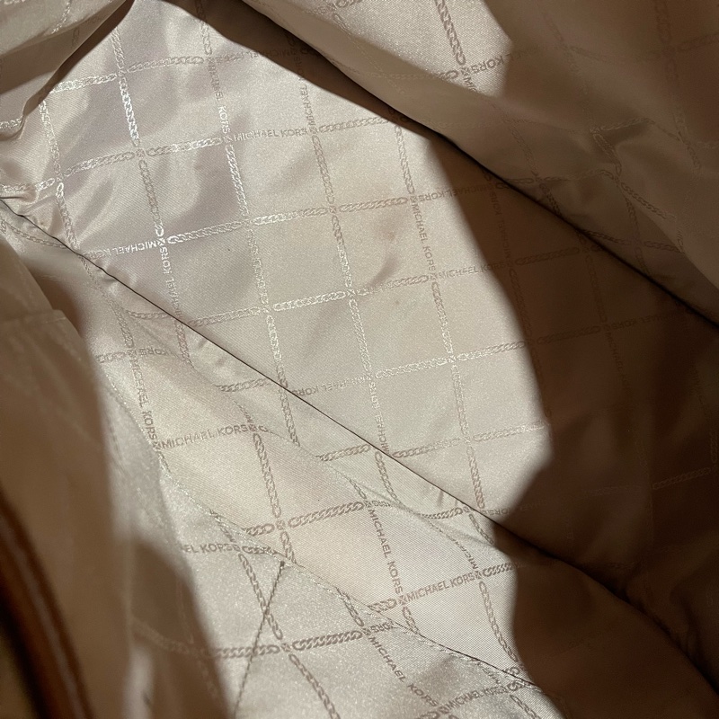 MICHAEL KORS Tote金釦滿版老花棕大托特包MK(39x15x31)-36