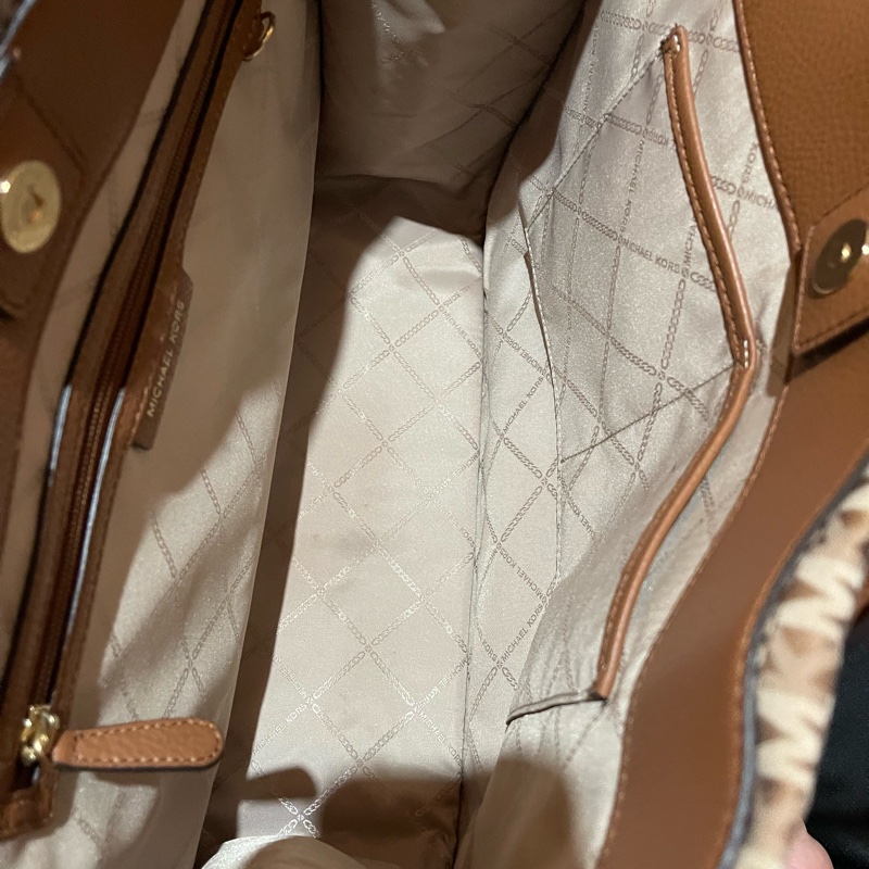MICHAEL KORS Tote金釦滿版老花棕大托特包MK(39x15x31)-37