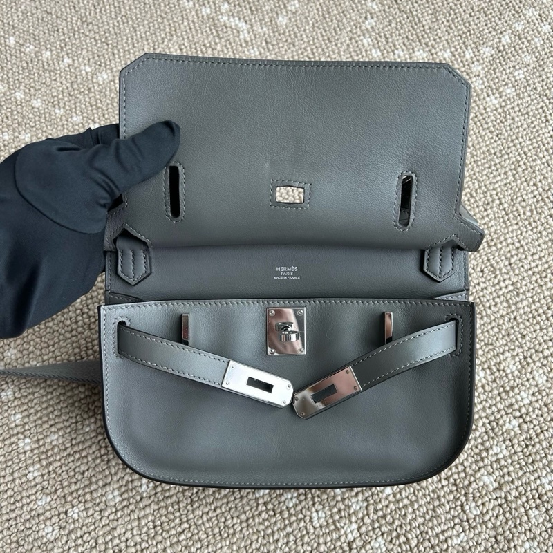 99新🆕Hermes/愛馬仕 吉普賽mini積雨雲灰 銀扣s皮 斜背包 B刻✅正品-6