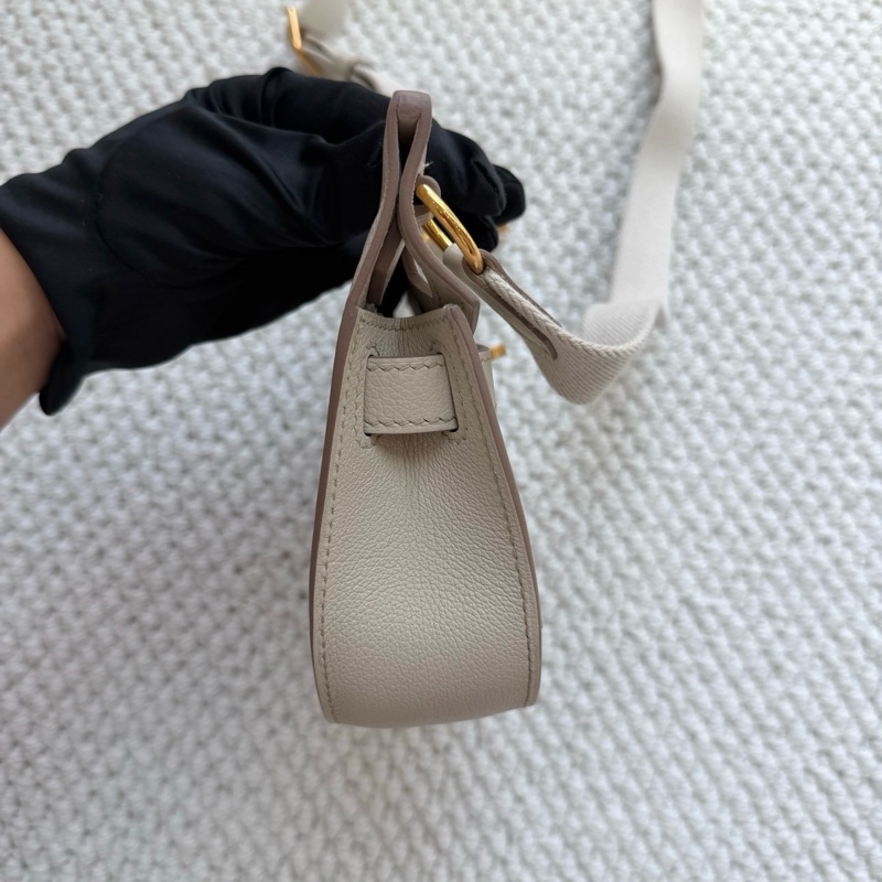 閒置新✨Hermes/愛馬仕 吉普賽mini冰川白 斜背包 金扣ec皮B刻 ✅正品-2