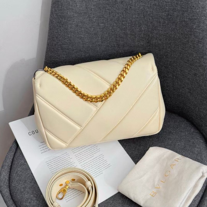 BVLGARI Serpenti Cabochon 蛇頭 奶白色 牛皮 小號斜背包 27*17cm 99新配件肩帶 塵袋-7