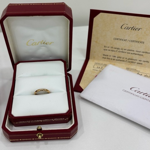 Cartier/卡地亞1895系列18K黃金素圈單鑽戒指 48號16年保卡