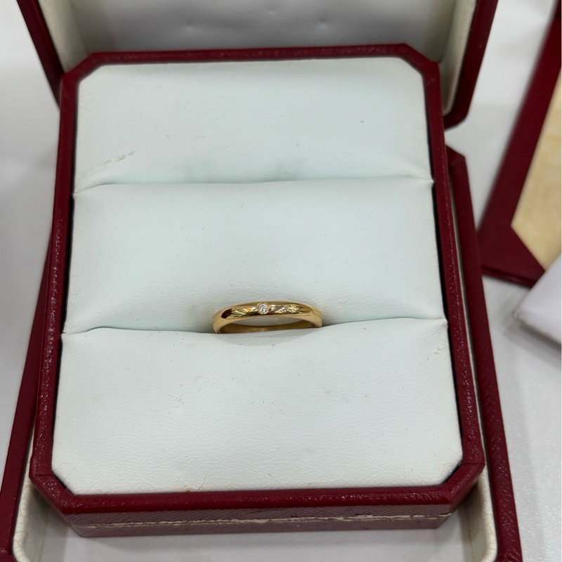 Cartier/卡地亞1895系列18K黃金素圈單鑽戒指 48號16年保卡-1