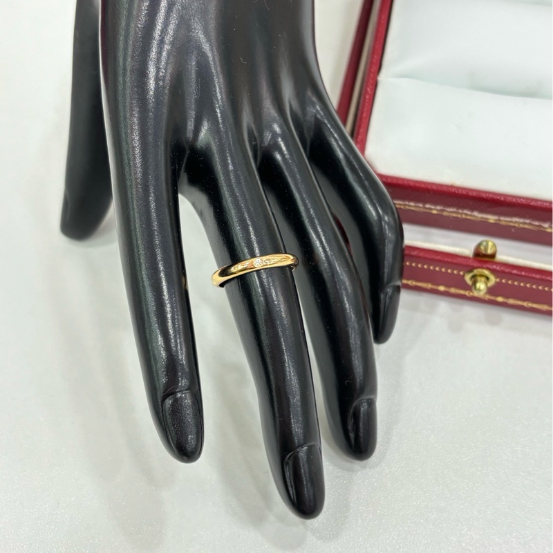 Cartier/卡地亞1895系列18K黃金素圈單鑽戒指 48號16年保卡-2