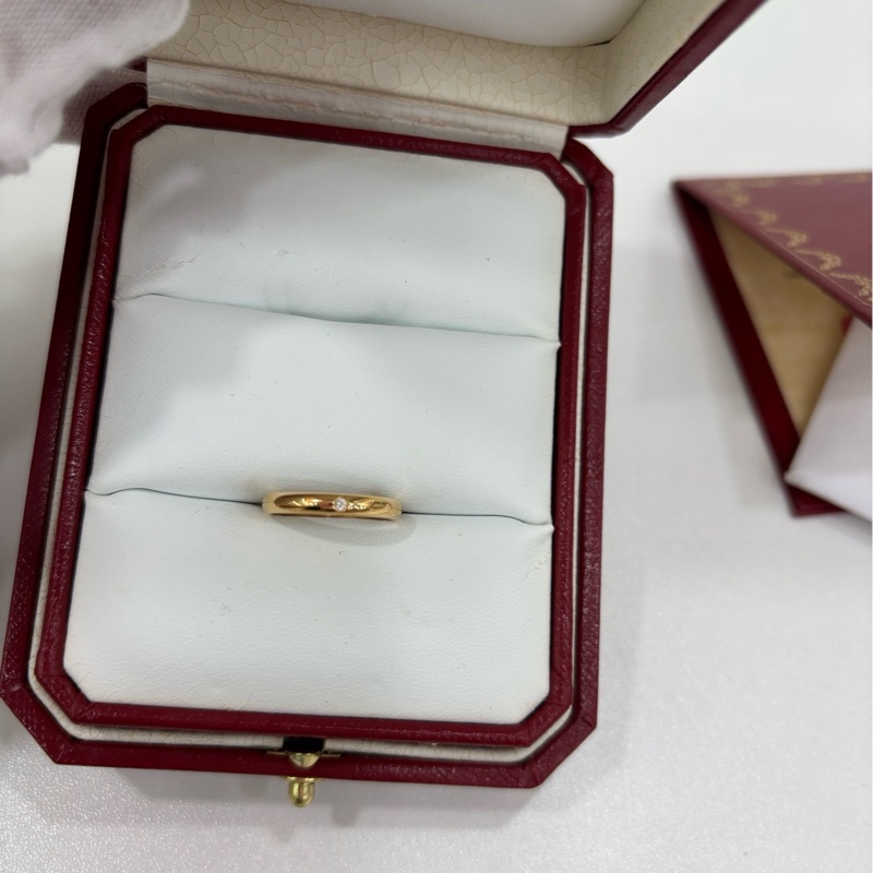 Cartier/卡地亞1895系列18K黃金素圈單鑽戒指 48號16年保卡-6