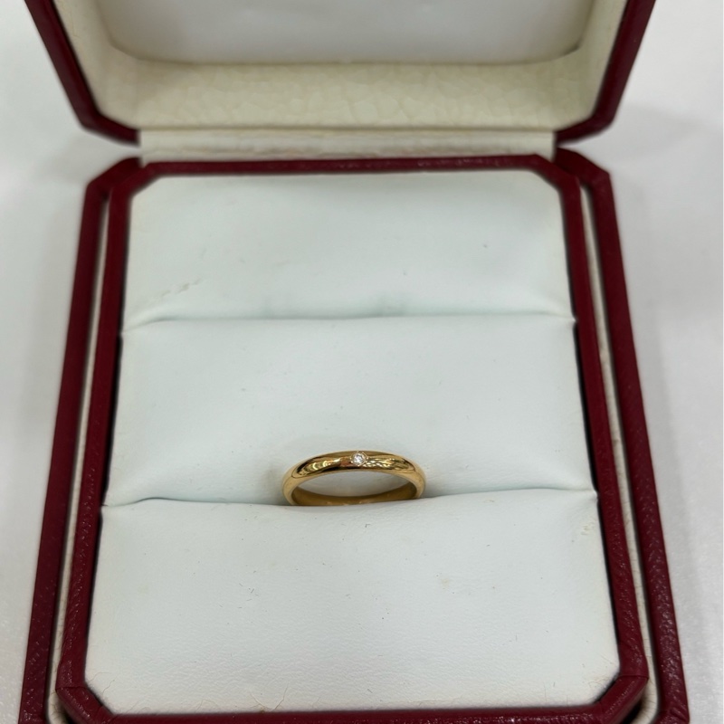 Cartier/卡地亞1895系列18K黃金素圈單鑽戒指 48號16年保卡-7