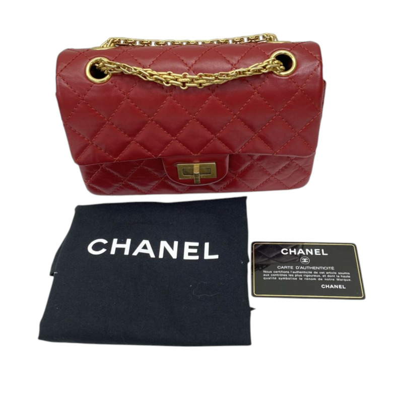 紅色 菱格紋 牛皮 2.55 肩背包【CHANEL 香奈兒】 AS0874-7