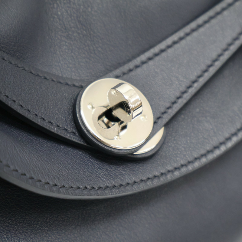 靛藍色 Swift牛皮 Lindy 30 Tressage De Cuir 肩背包 C刻 銀扣【HERMES 愛馬仕】-7