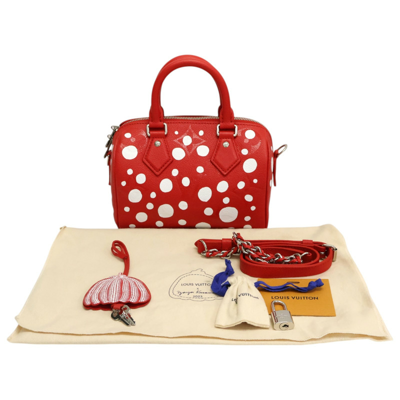 紅色 原花壓紋 牛皮 YK Speedy Bandouliere 20 兩用包【LOUIS VUITTON LV 路易威登】 M46411-8