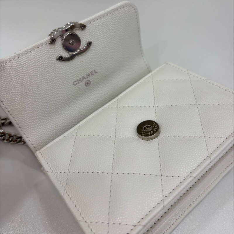 Chanel 香奈兒 Kelly白金銀琺瑯手柄mini絕美荔枝皮白銀手提包 32開有卡有塵袋-5