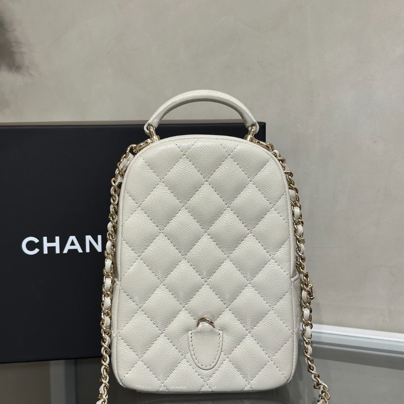 CHANEL 粒面牛皮迷你後背包 - 淺灰金-4