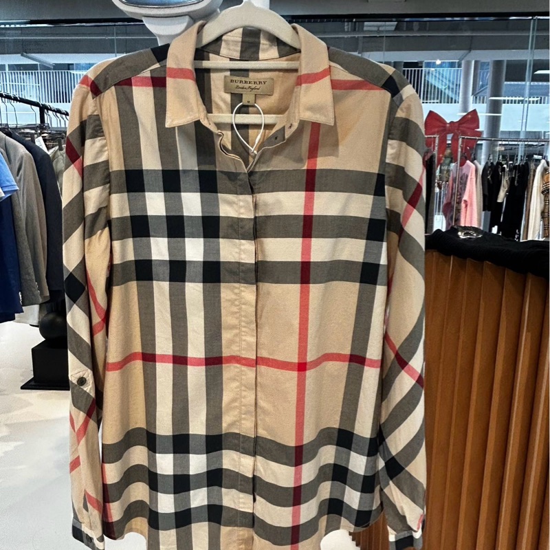 Burberry 博柏利 格紋長袖襯衫 女款 拼色 M码-0