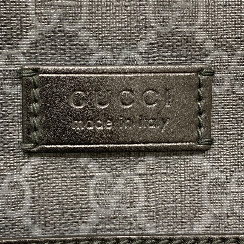 GUCCI 古馳 Supreme 斜背信差包 拼接牛皮織帶 帆布 黑灰 銀釦-10