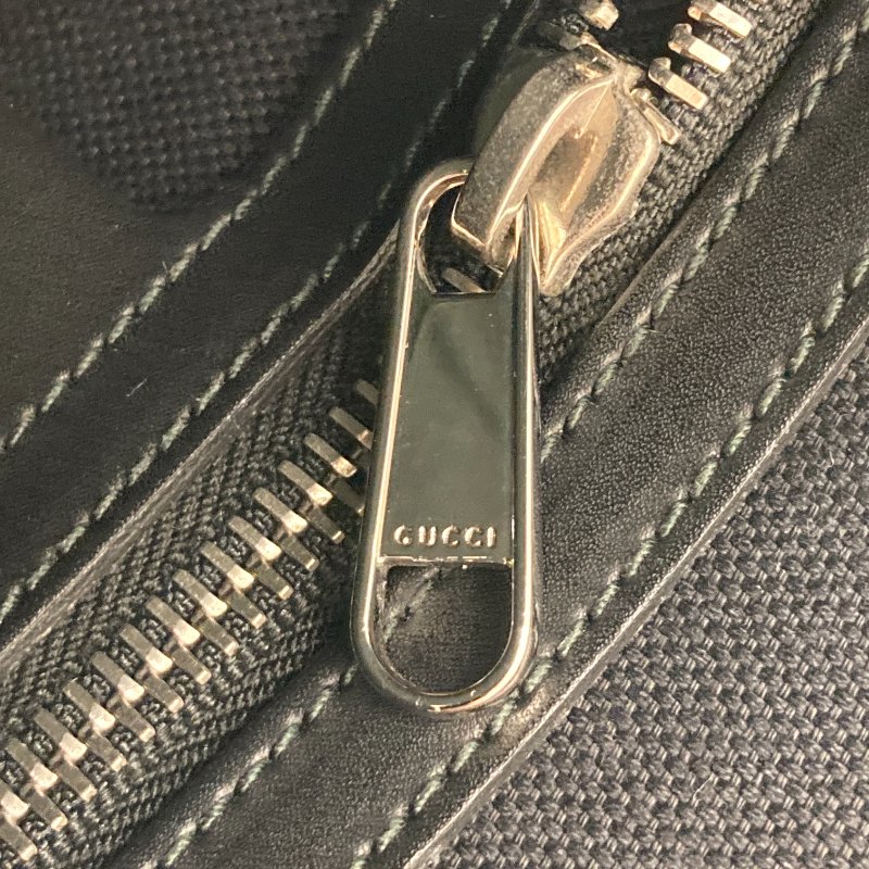 GUCCI 古馳 Supreme 斜背信差包 拼接牛皮織帶 帆布 黑灰 銀釦-13