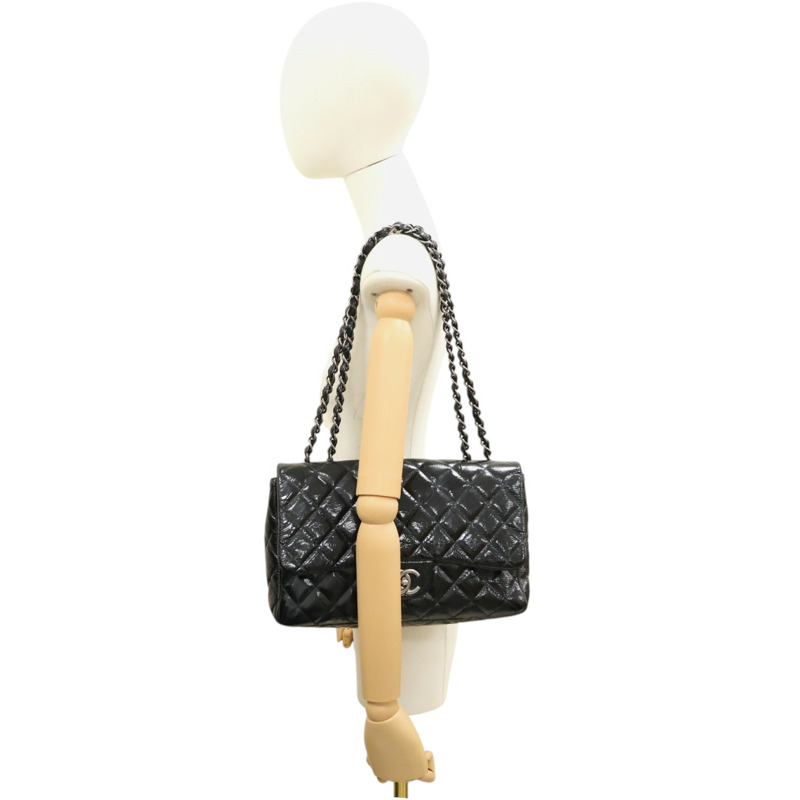 黑色漆皮 Jumbo 30 鍊帶 肩背包 無卡【CHANEL 香奈兒】 A28600-9