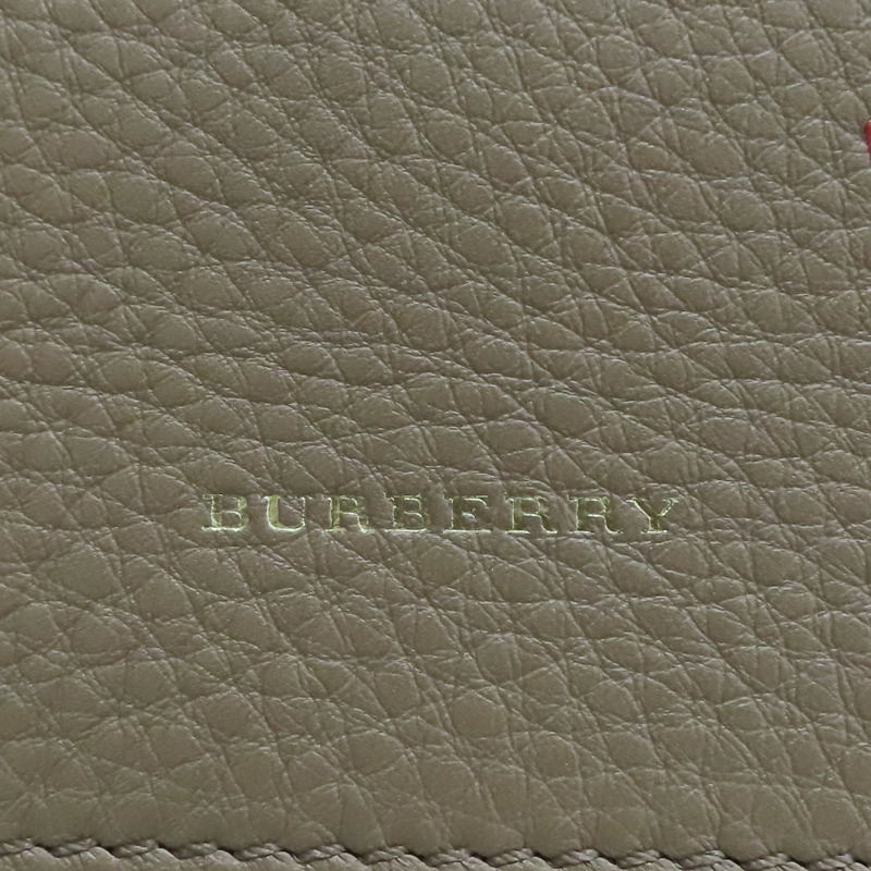 淺褐色 牛皮 多色LOGO 手拿包【BURBERRY 巴寶莉】-5