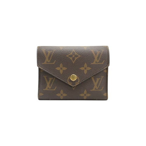 棕色 原花帆布 Victorine 扣式 短夾【LOUIS VUITTON LV 路易威登】 M62360