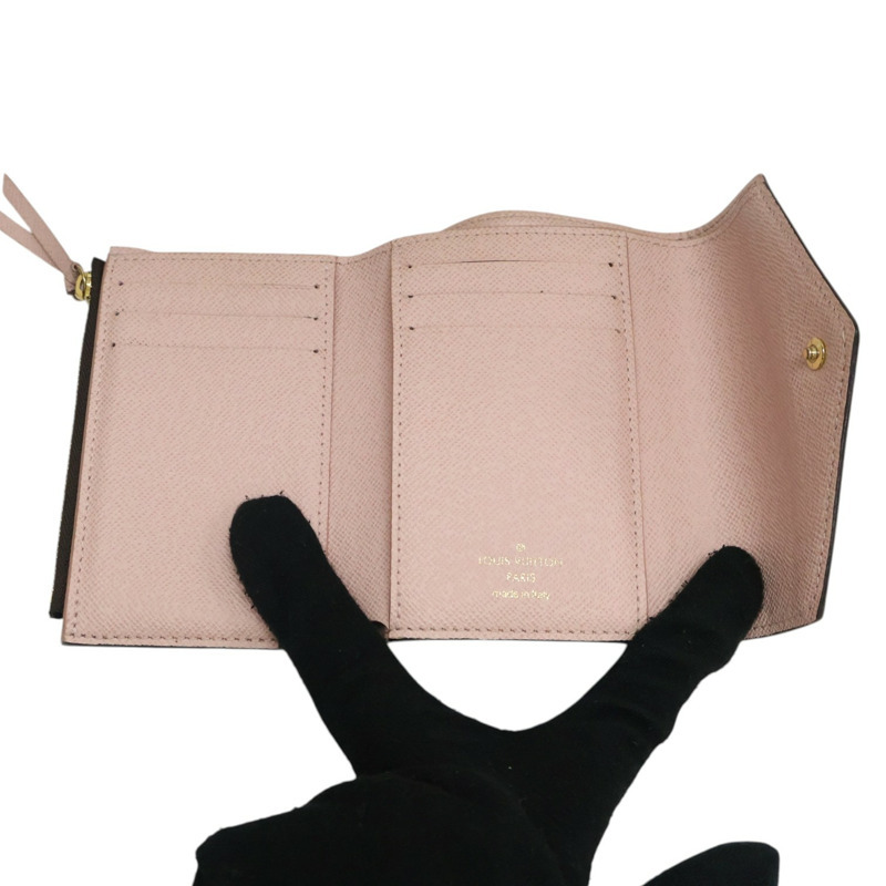 棕色 原花帆布 Victorine 扣式 短夾【LOUIS VUITTON LV 路易威登】 M62360-2