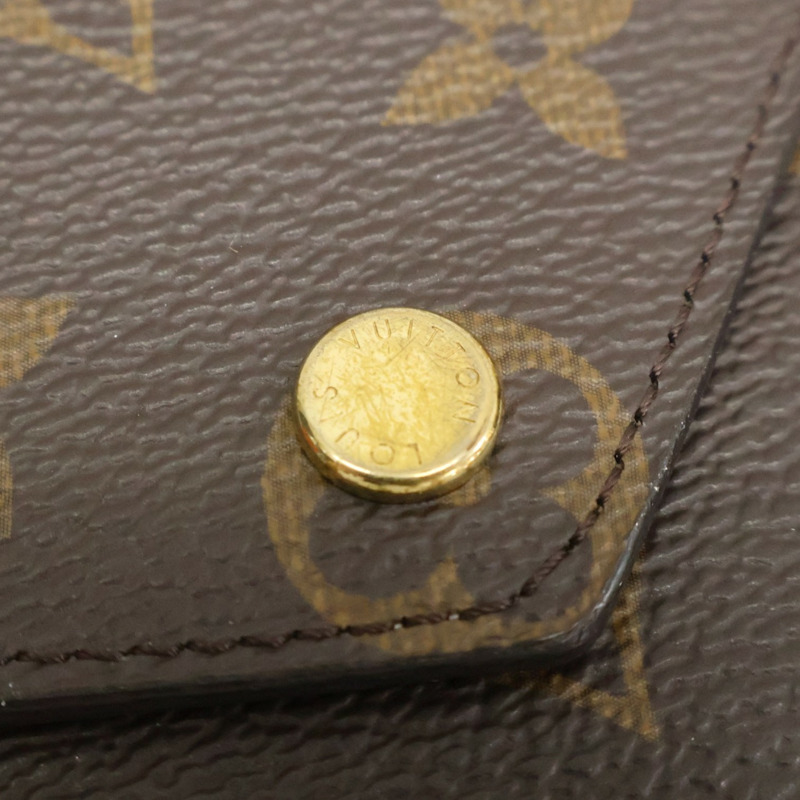 棕色 原花帆布 Victorine 扣式 短夾【LOUIS VUITTON LV 路易威登】 M62360-8