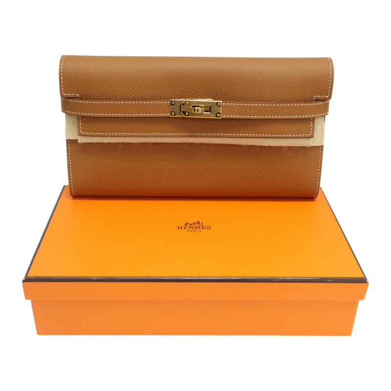 金棕色 Epsom牛皮 Kelly 兩折 長夾 D刻【HERMES 愛馬仕】 H051300CK37-14